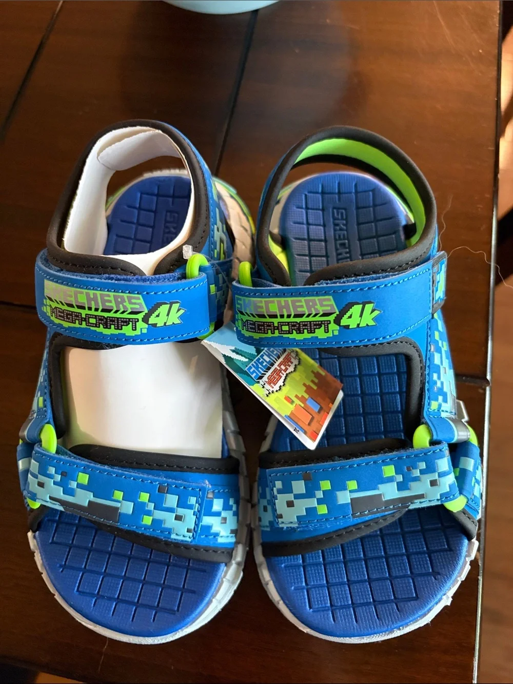Skechers Kids Blue and Lime Pixel-Accent Sandals